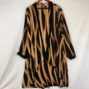 VTG Prina 4X Waterfall‎ Cardigan Duster Flames Boho Flowy Beach Abstract Coverup
